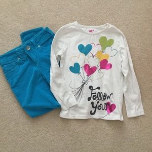 Like New Justice Corduroy Jeans w/ long sleeve T